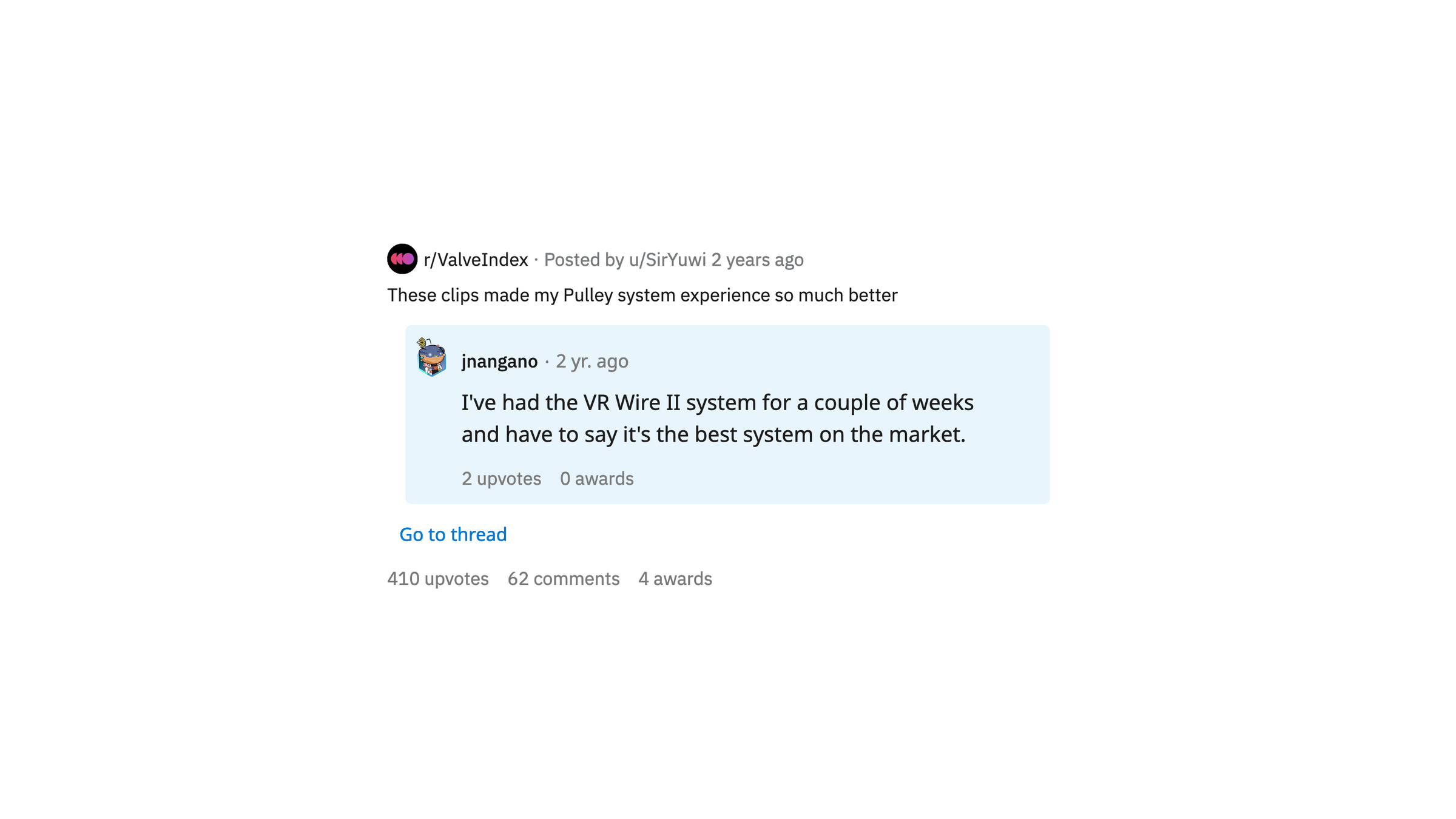 vr wire II customer review