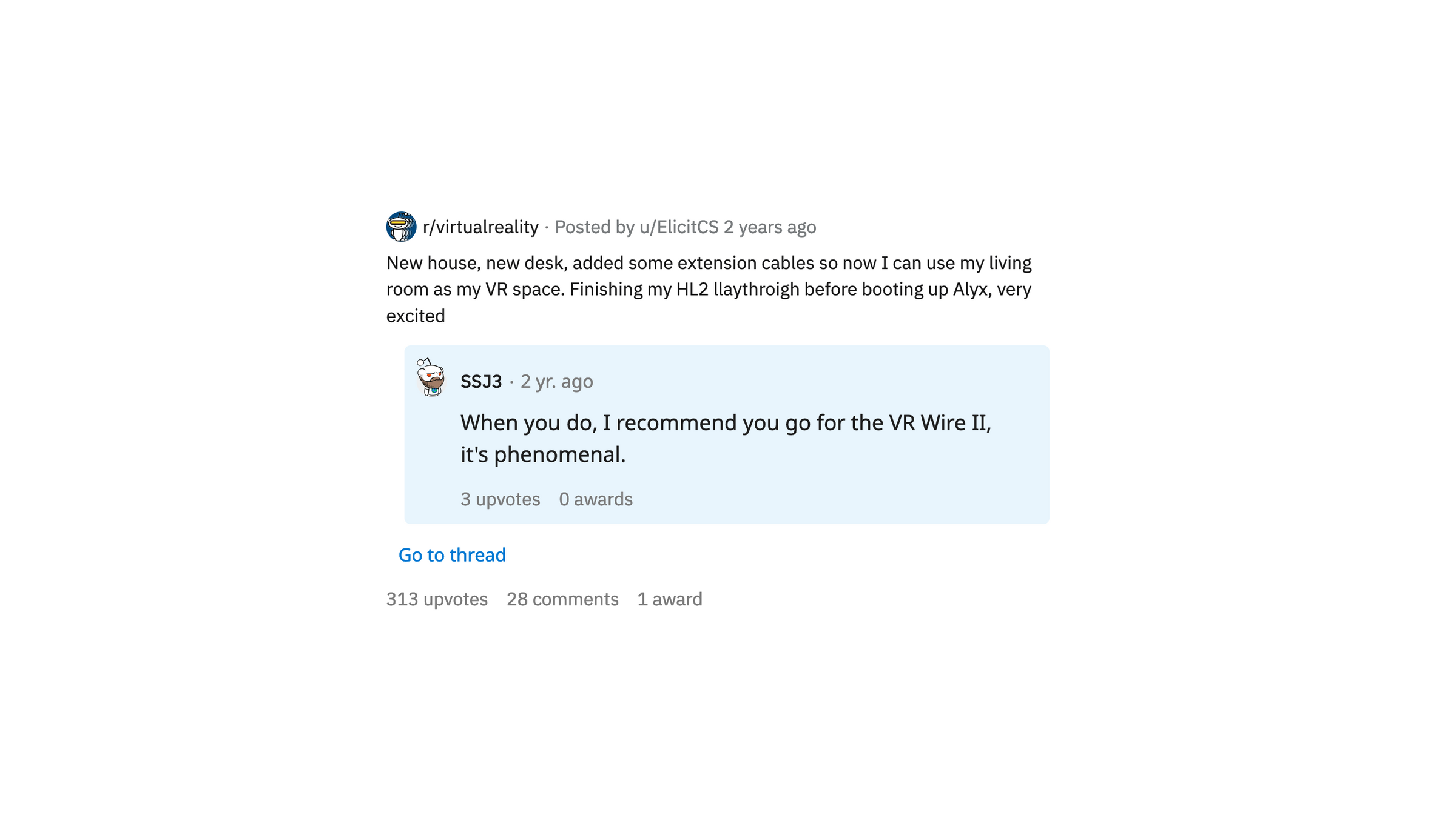 vr wire II customer review