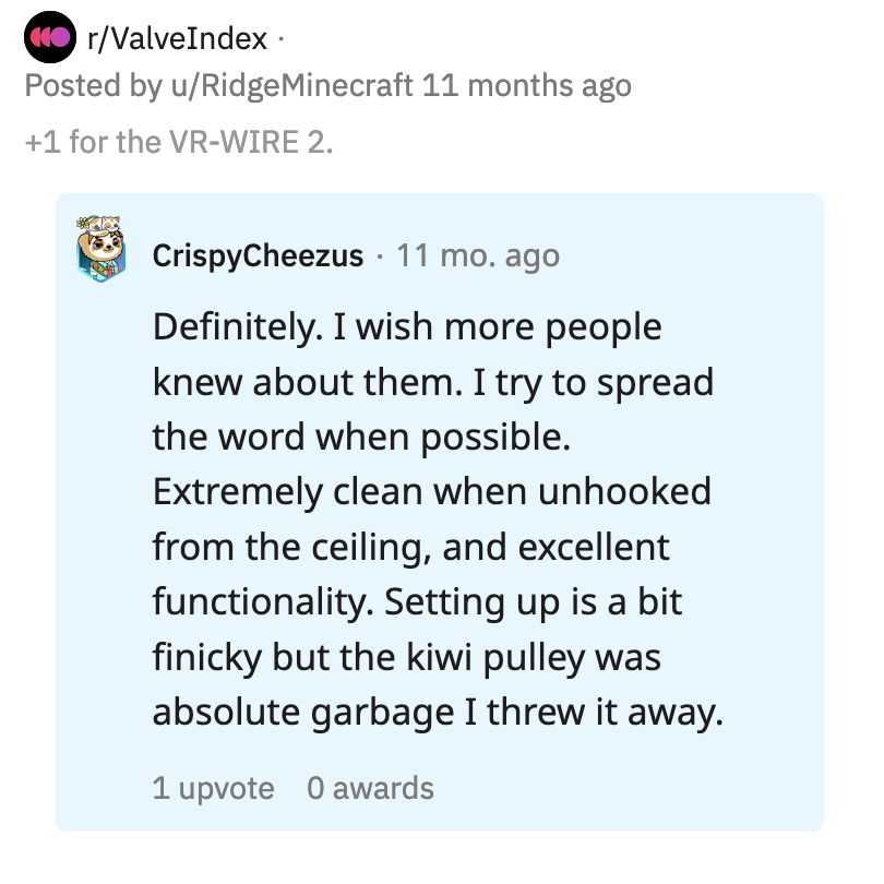vr wire II customer review