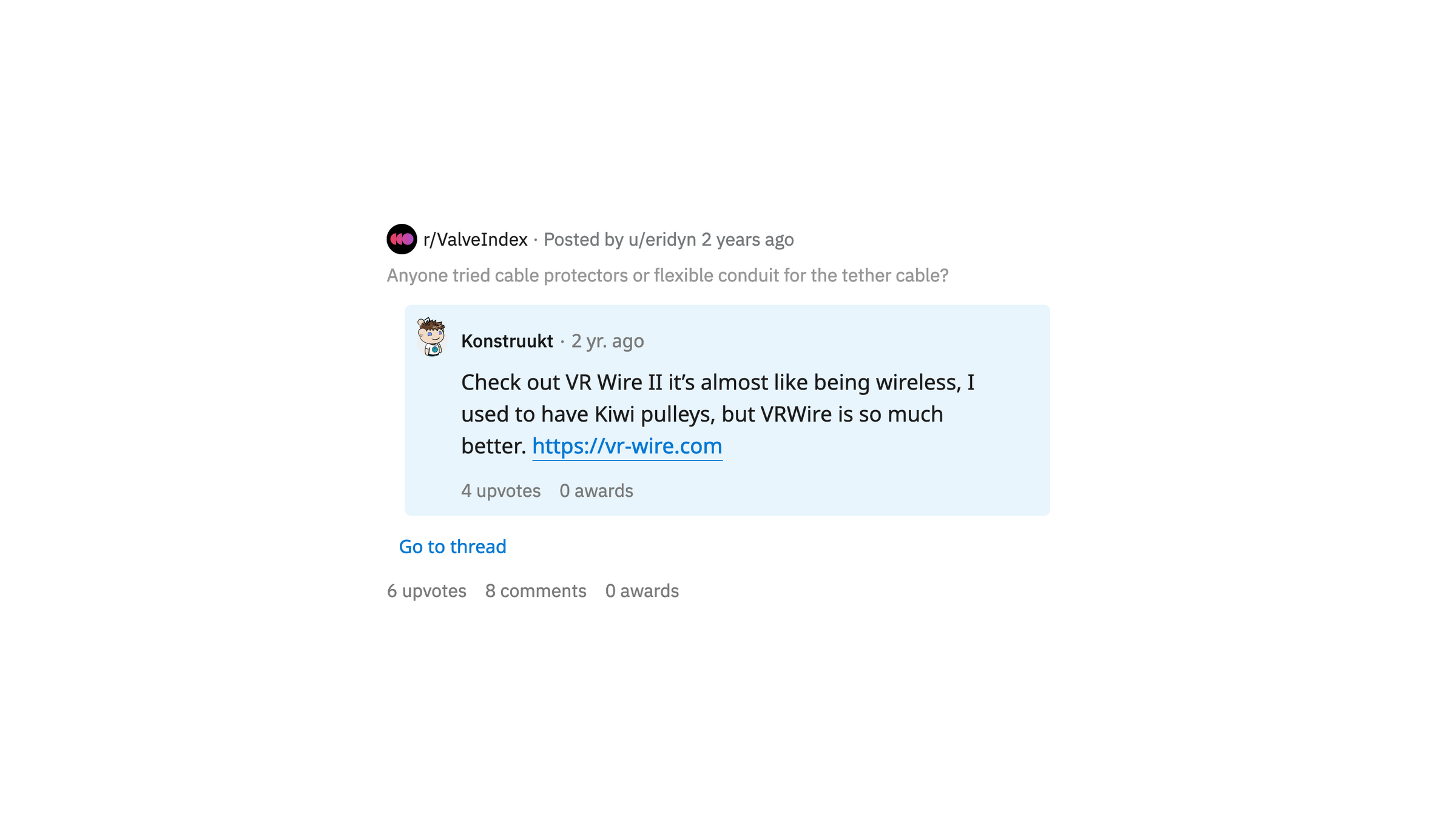 vr wire II positive customer review
