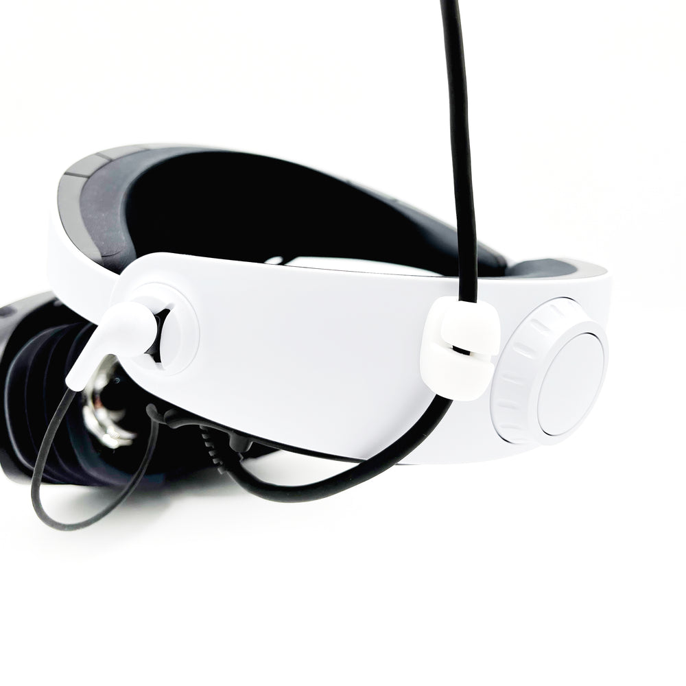 White Silicone Cable Guide on PSVR2 Headset